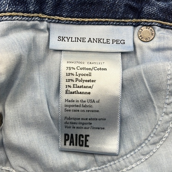 Paige Skyline Ankle Peg Skinny Mid Rise Size 25 - Picture 9 of 16